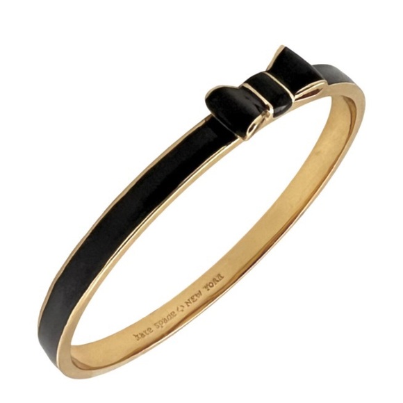 KATE SPADE Black Take A Bow Enamel Layering Stackable Bangle Bracelet - Picture 3 of 16